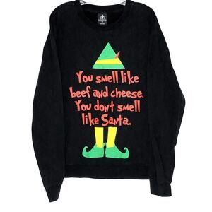 Elf You Smell Like Beef And Cheese Black Sweatshirt Mens XL Christmas Santa